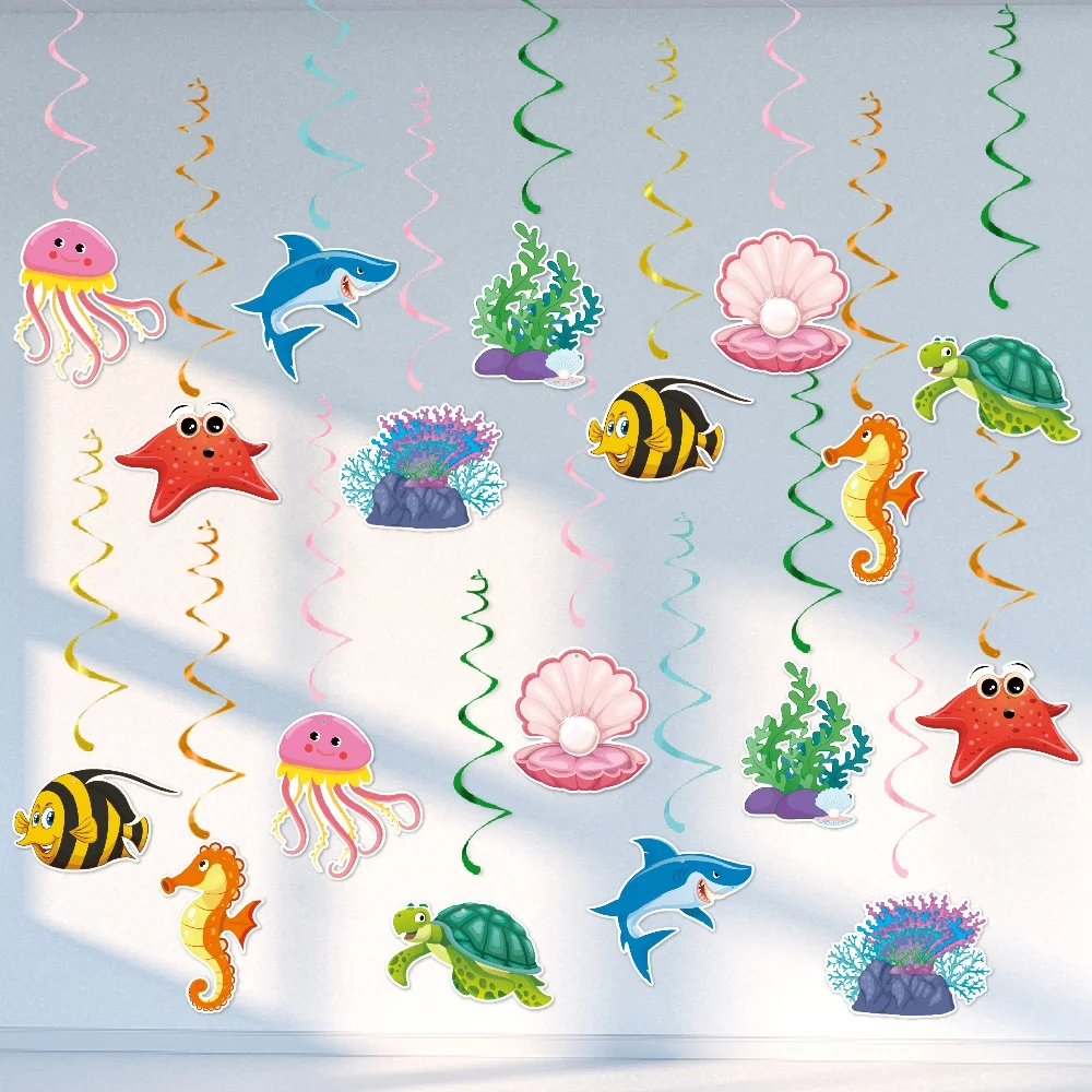 New Arrival Tropical Fish Hanging Swirls Decor Ceiling Decor for Boys Girls Kids Ocean Themed Party Baby Beach Party Supplies