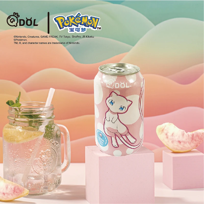 wholesale oft drink White Peach Flavor Pikachu sparkling water 330ml *24 cans drinks Carbonated drinks
