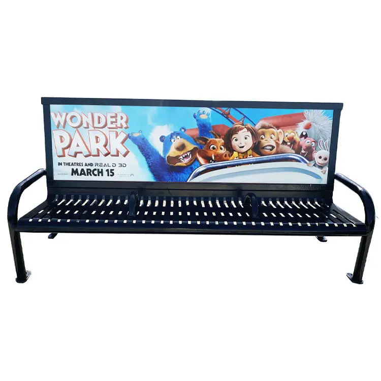 Уличная мебель металлическая уличная садовая терраса трехместная парковка уличная общественная автобусная остановка коммерческая рекламная скамейка производство