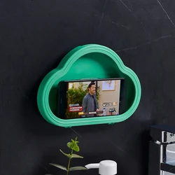 2022 New Wall Mounted Shelf Shower Small Bathroom Kitchen Cabinet Waterproof Anti Slip Fog Touchscreen Phone Case Holder