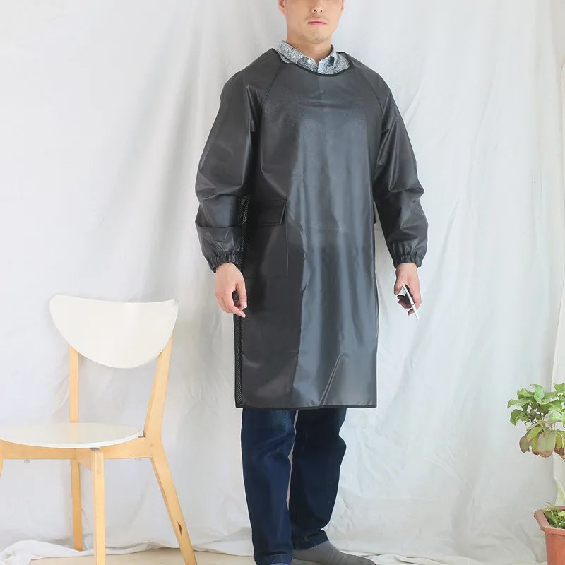 Translucent waterproof smock pet shop beauty car wash long sleeved TPU Kitchen Apron