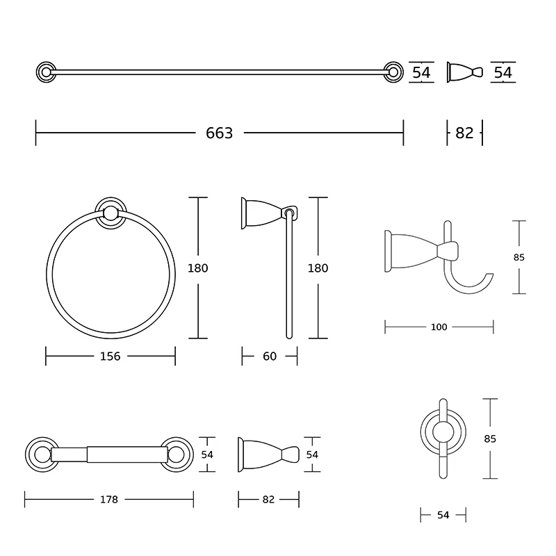 4 pieces Bathroom hardware set Modern Bathroom Wall Mounted Brushed Nickel Bathroom Accessory Set