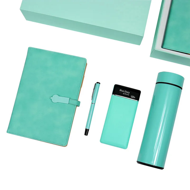 2023 Trending Lake Blue Power Bank Notebook Pen Thermos Cup  Custom Gifts Boxes New Promotional Corporate Gifts Business Gifts