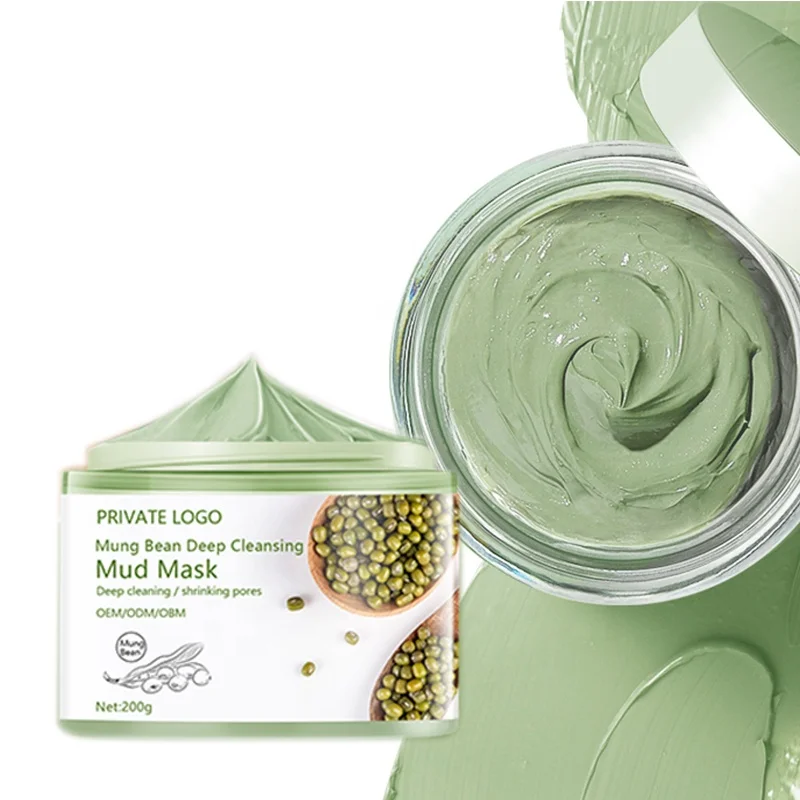 Factory OEM Organic Skincare Removes Blackhead Acne Deep Cleaning Face Green Tea Bean Clay Mask Cleanser Face Mask