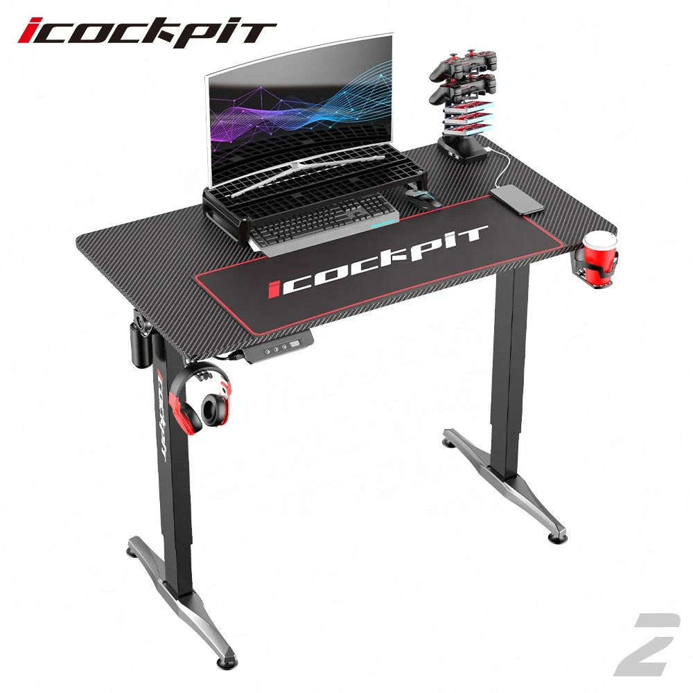 
icockpit New Design Modern Wholesale Home Office Adjustable Electric Table Height Electric Desk Lift Standing Table 