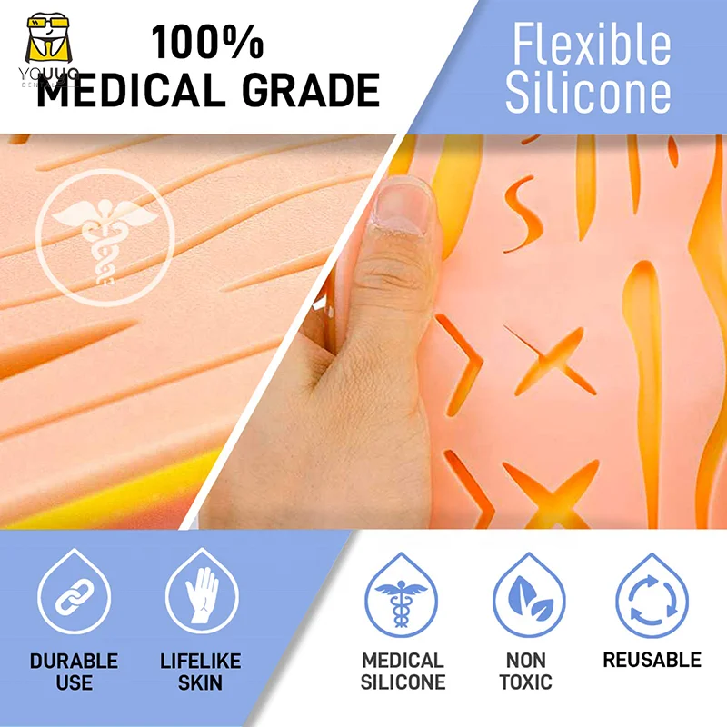 Suture Simulator Suturing Practice Skin Model Surgical Silicone Suture Training Kit