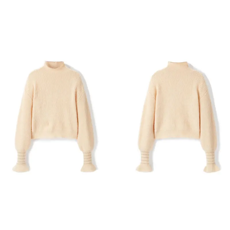 
Large Size Brown Luxury Knit Sweater Pullneck Sweater Tops for Women 