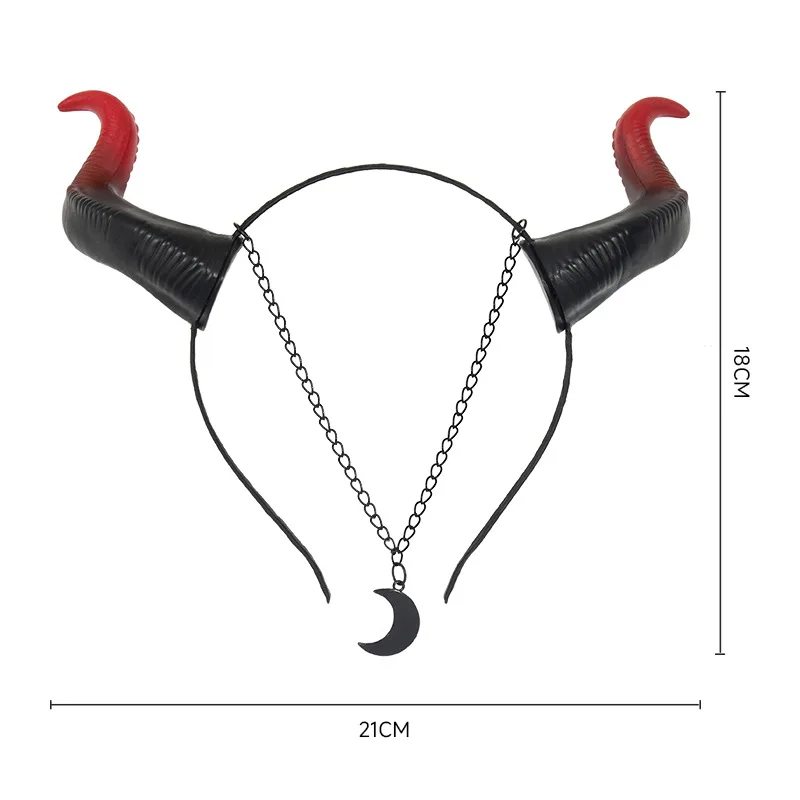 Halloween Red and Black Color Matching Calf Horn Hair Hoop Cosplay Party Devil Horn Hair Accessories Props