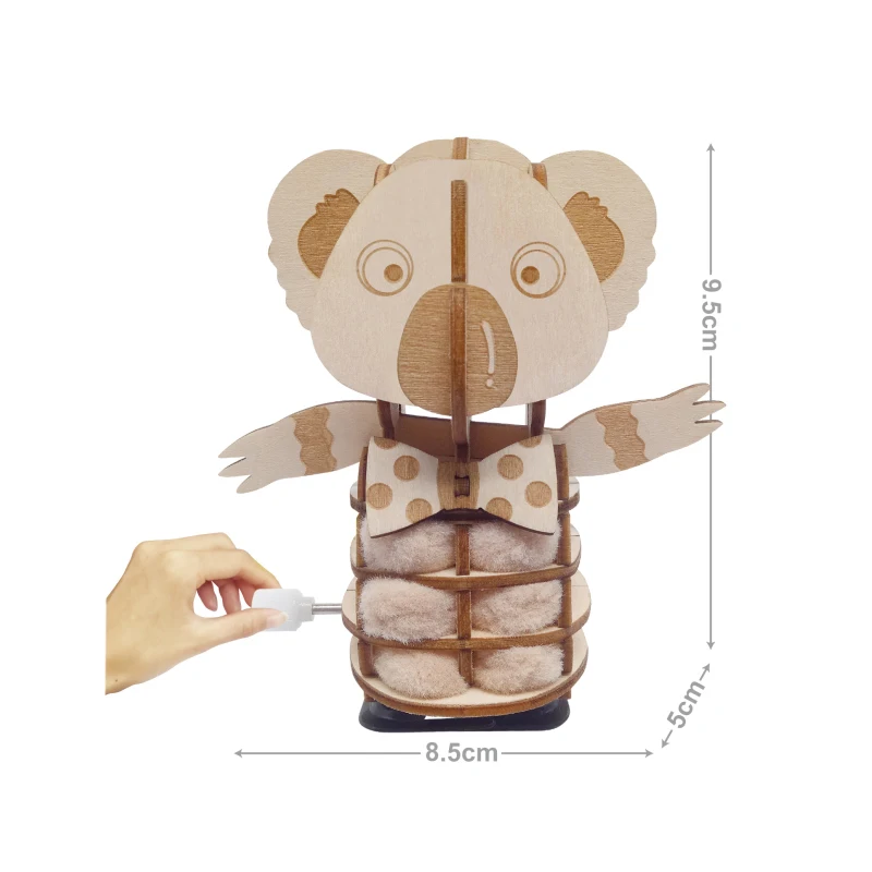 Factory direct sale 3D wooden jigsaw puzzle cute pet children Diy clockwork assembly walking animals educational toys