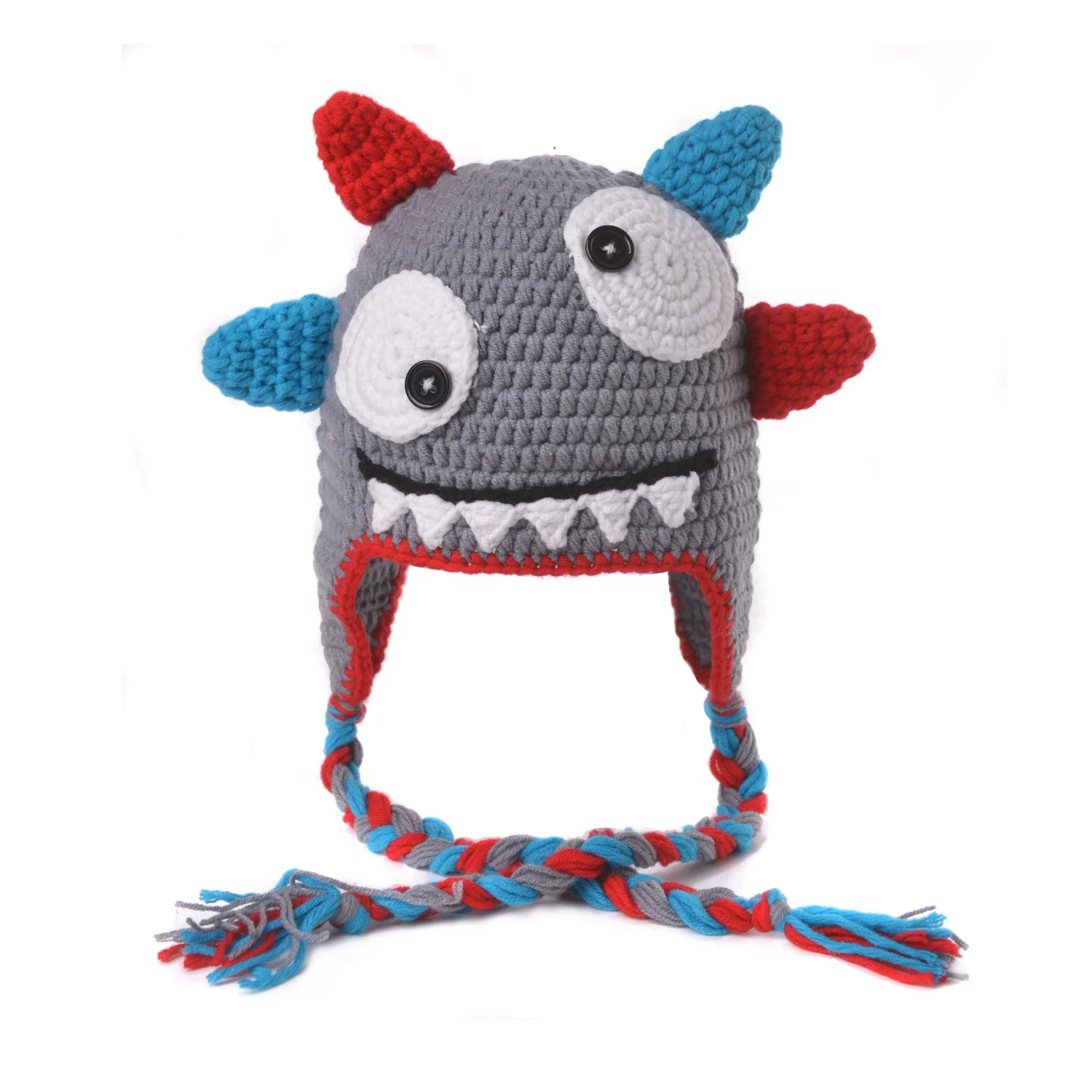 Ready To Ship  Gray Monster  Beanie  Hat Custom  Designer hats  Knit 2022 Winter Hat For Children