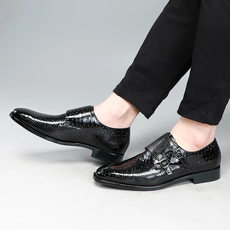 Big size 37-48 Casual PU Leather Brogue Penny Loafers Moccasins Slip-On Flats Handmade Monk Strap Dress Shoes 1905