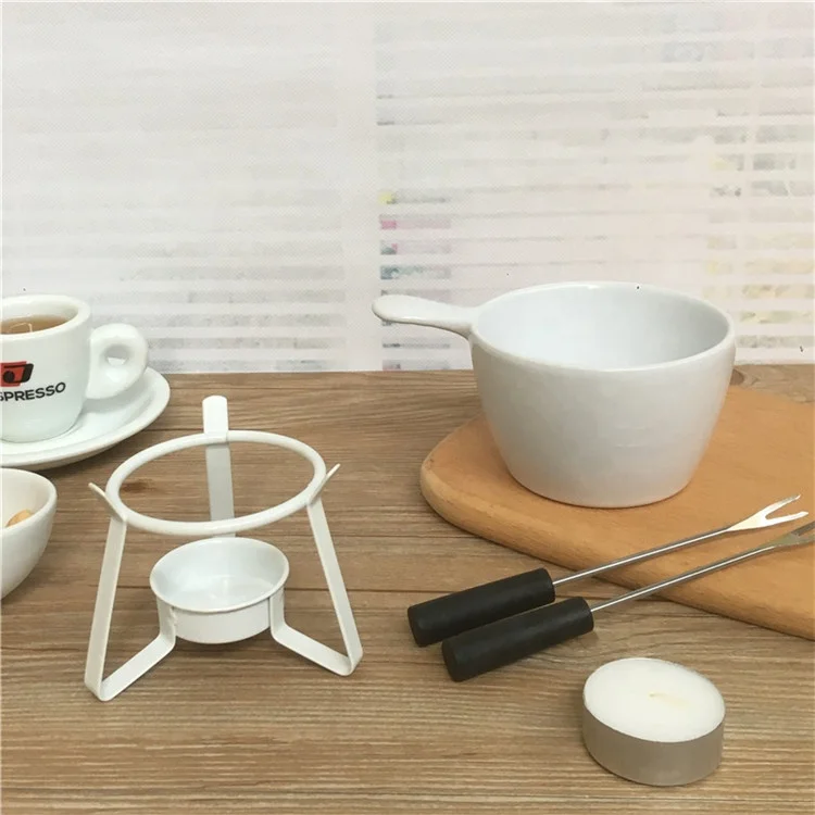 Personalized dinnerware butter warmer white candle mini chocolate cheese ceramic fondue pots