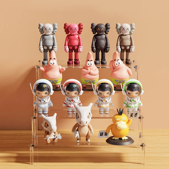 Custom 3 Tier Perfume Organizer Stand Clear Cupcake Stand Holder Large Acrylic Display Risers For Figures