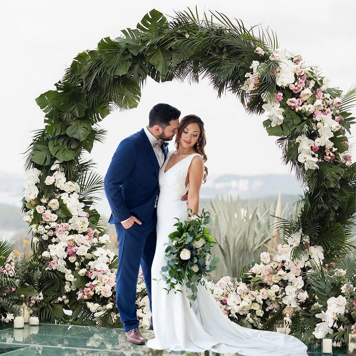 Wedding Birthday Party Supplies Decoration 6.6FT Round Backdrop Stand Wedding Metal Circle Balloon Arch Frame Flower Ring Stand