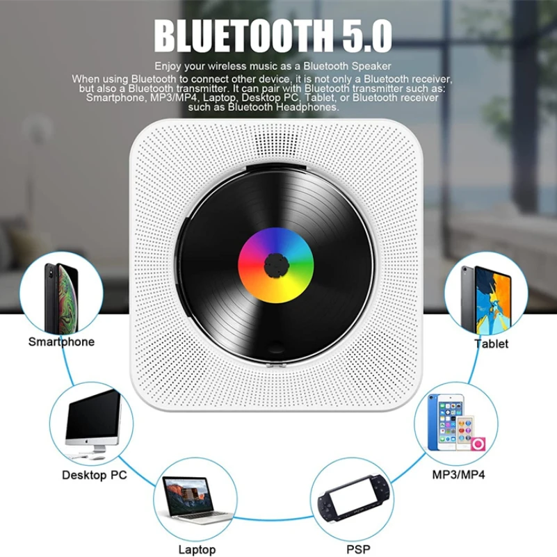 New Cd Player Portable Rechargeable Kpop Bt 5.0 Hifi Sound Speaker 4000Mah Rechargeable Kpop Music Player with Remote Control