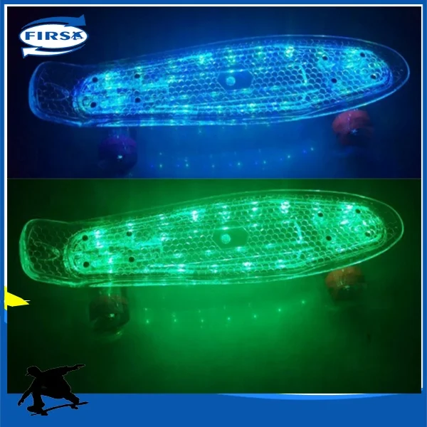 
Cheap Plastic skateboard deck with LED Light USB charging overboard skateboard without Electric 