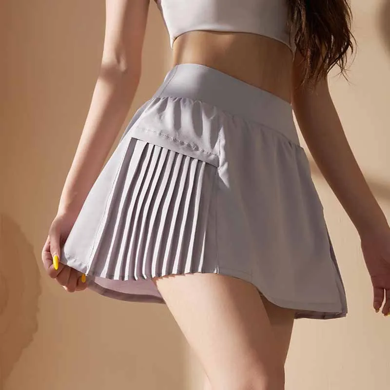 2022 new Exercise  Loose Comfortable Quick Dry Running Fitness Double Layers Frills Pleated Golf Tennis Skirts