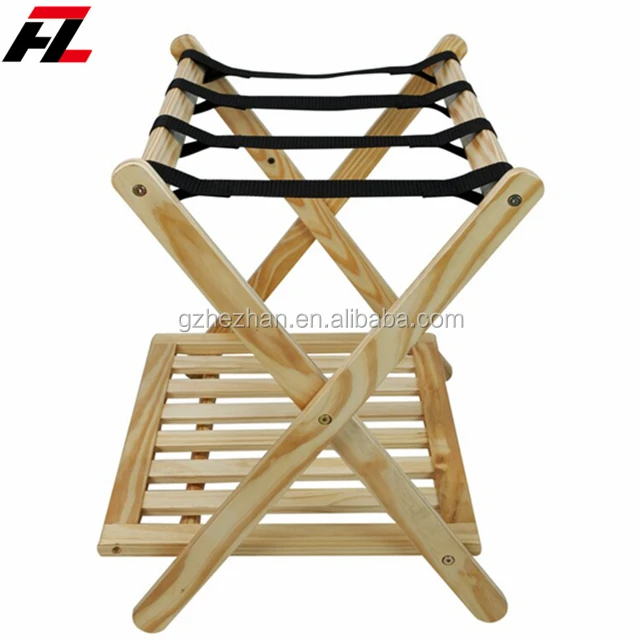 
Contemporary Wood Hotel Baggage Rack Wooden Foldable Luggage Rack Hotel luggage rack GuestRoom with Shelf 