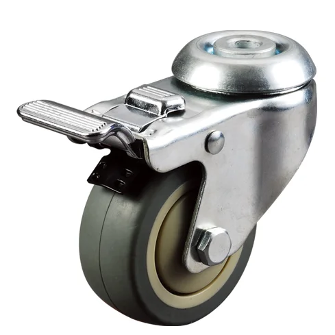 125mm swivel castor thermoplastic rubber wheel with plastic brake