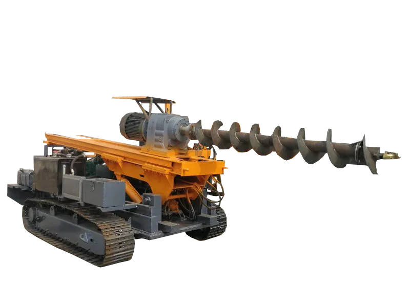 Tracked chassis screw piling hydraulic pile driver with Alloy manganese steel drill bit