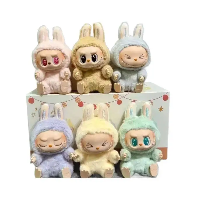 Cute High Quality Labubu Anime Pvc Figure Sit-down Party Monsters Vinyl Pendant Doll Collection For Home Decor Or Gift