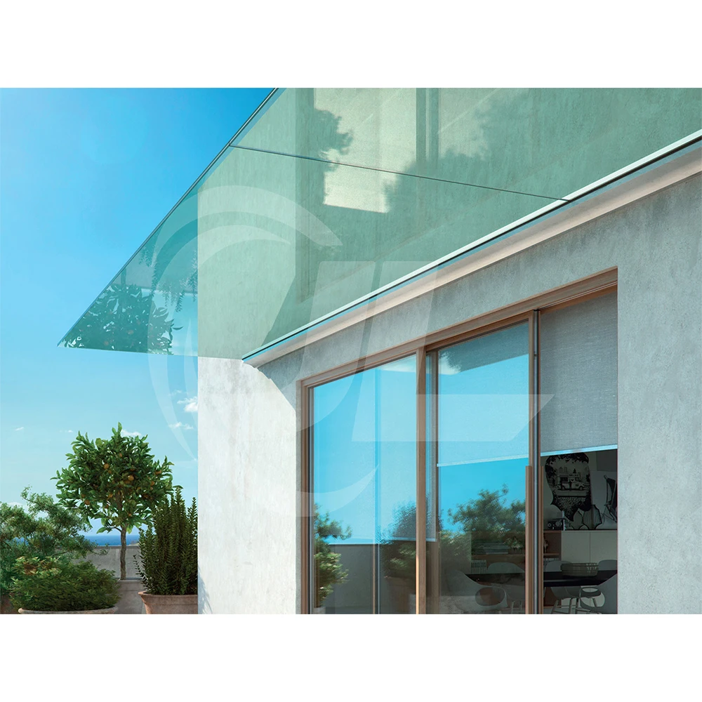curved glass canopy Suspendion glass canopy porch glass canopy with bracket