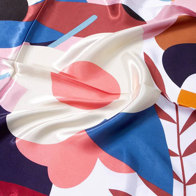 Spring 2022 new satin 90*90 square women silk printed scarf with scarf shawl wholesale