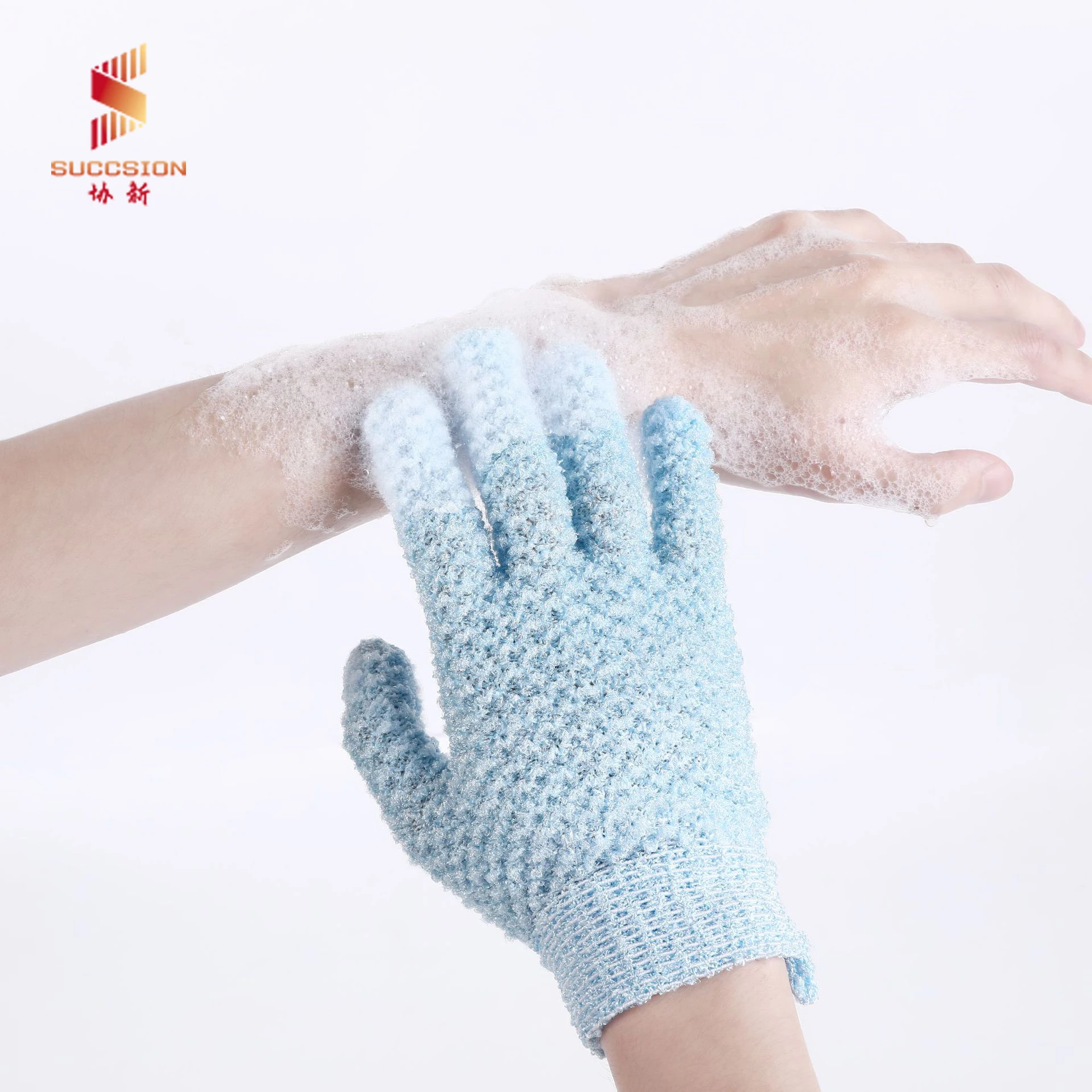 Blue Green White Pink Black Nylon Body Scrub Shower Gloves Spa Massage Bath Gloves Exfoliating Gloves