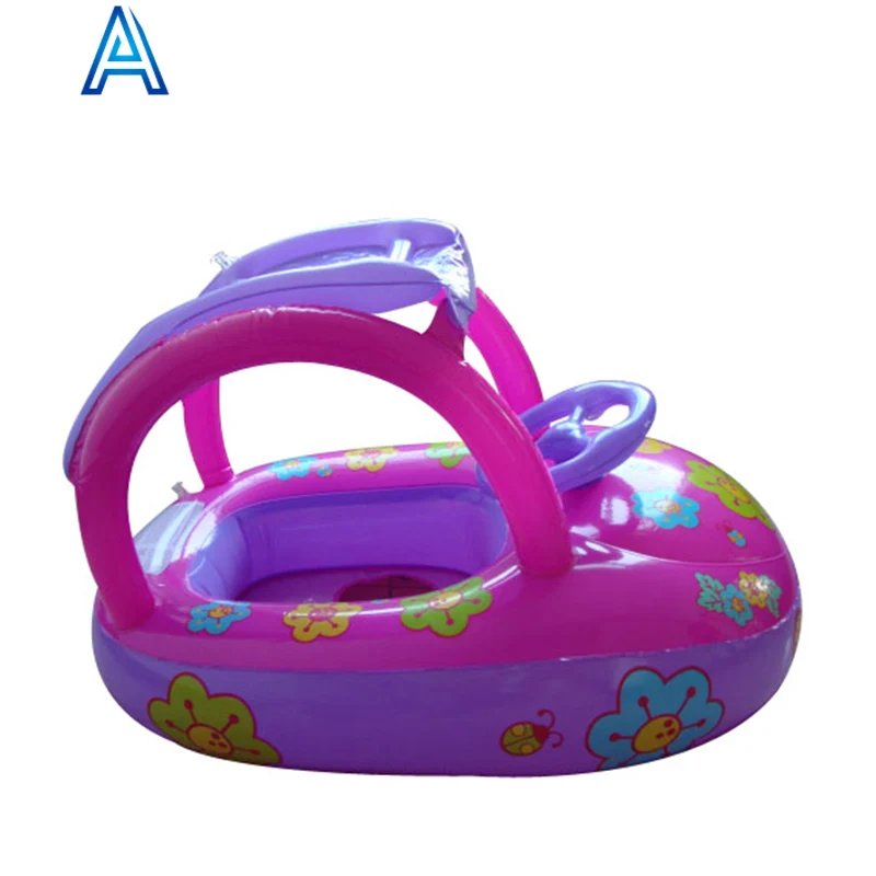 PVC inflatable car shaped baby swimming seat tube floating durable air blow up toddler swimming ring boat toy