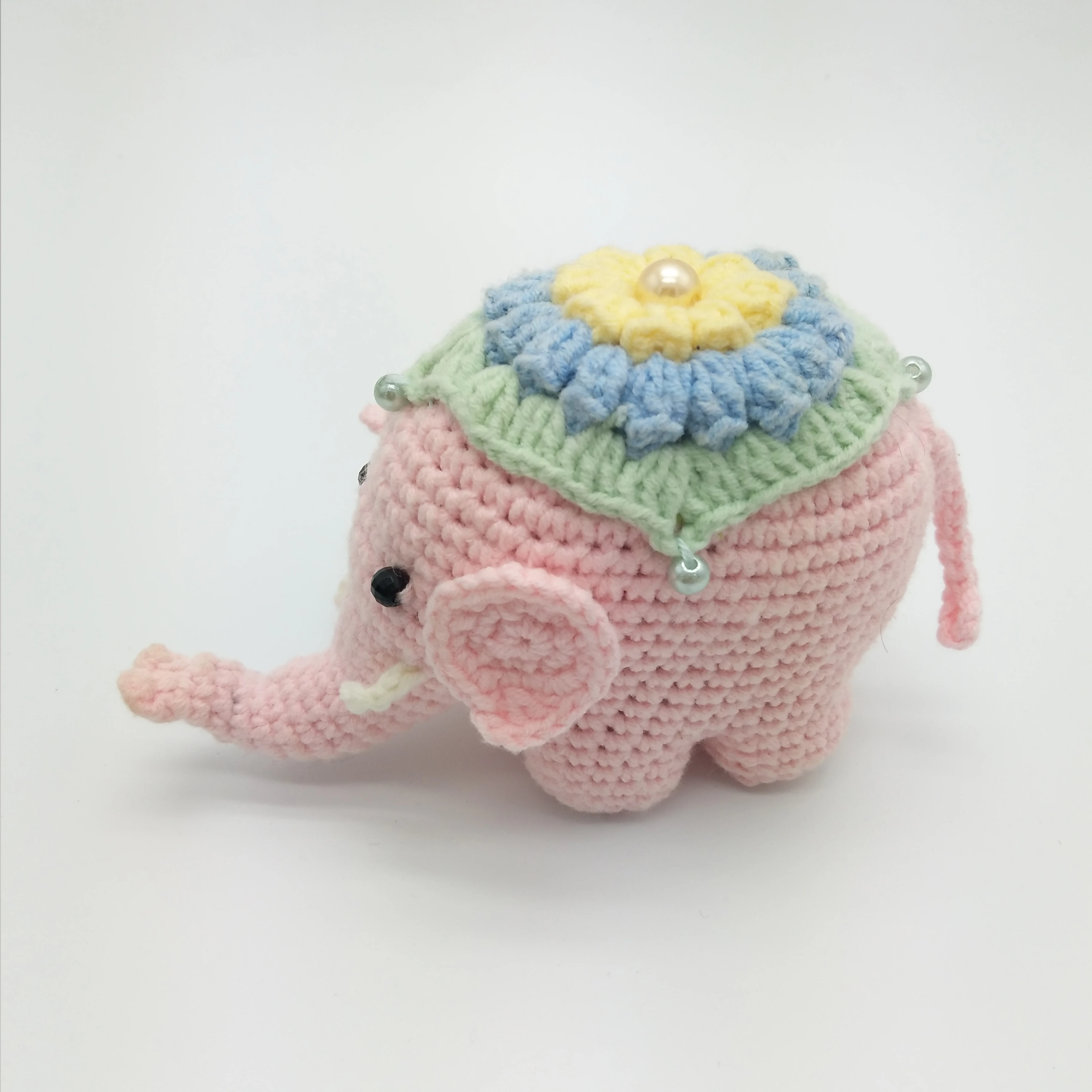 Cute soft crochet animals toys 100% Handmade crochet wool elephant doll wool animal stuffed plush toy for Kids crocheted dolls