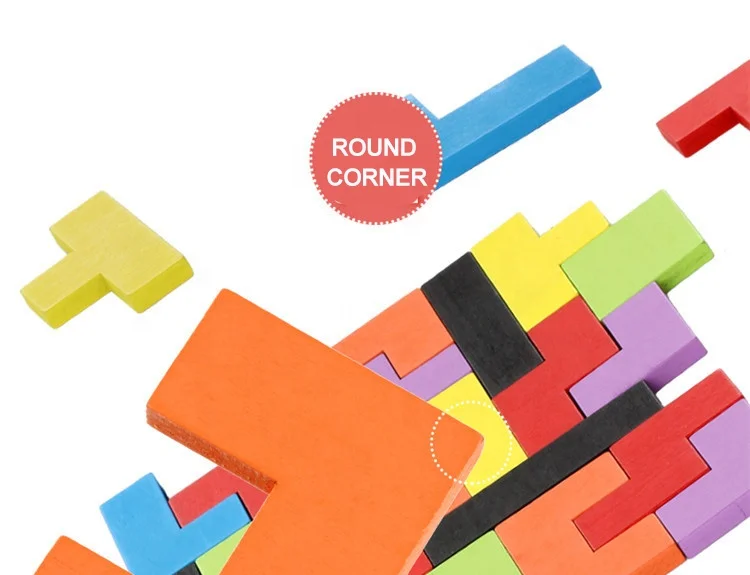Wooden Puzzle Brain Teasers Toy Intelligence Colorful 3D Russian Blocks Game Montessori Educational Gift fir kids