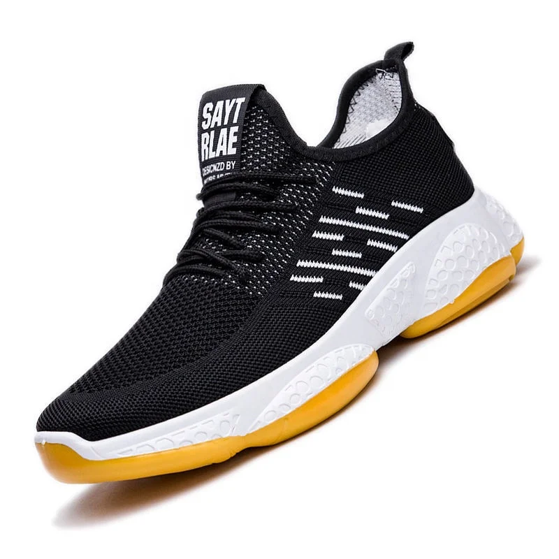 fly woven light sport running men shoes breathable comfort lace-up non-slip man sneakers wholesale shoes