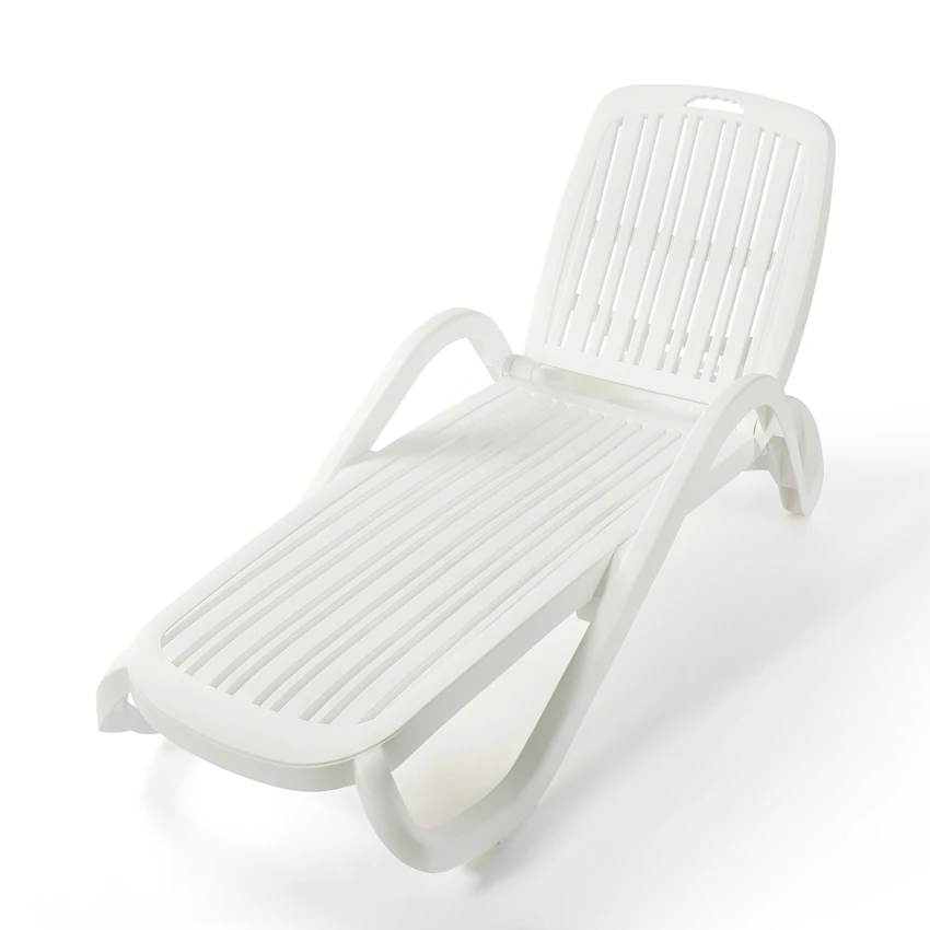 Waterproof Modern Plastic Pool Sun Lounger Outdoor Garden Beach Villa Hotel Courtyard Sun Bed With Armrest