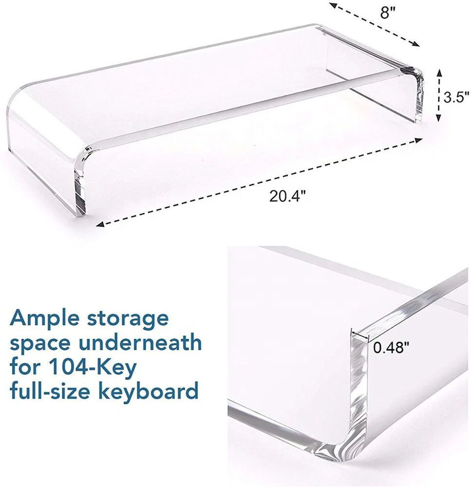 Desk Clear Acrylic Monitor Stand Ergonomic Computer Notebook Laptop Holder Riser