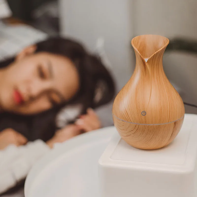 Humidifier Electric Air Aroma Diffuser Wood Grain Air Humidifier Essential Oil Aromatherapy Cool Mist Maker for Bedroom