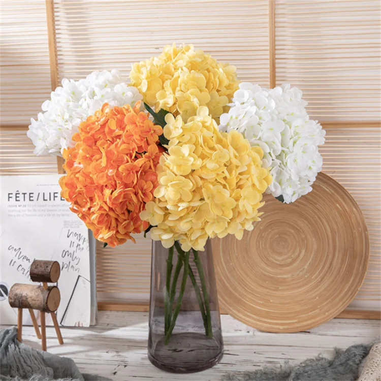 Artificial Silk Hydrangea Flower Heads with Stem Fake Blue Hydrangea Flowers for Wedding Home Garden Centerpiece