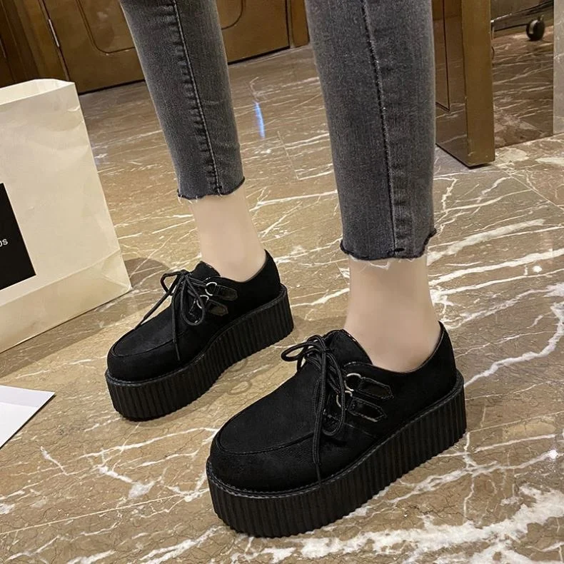 2021 Fashion Creepers Flats Women Punk Platform Shoes Woman Zebra Pattern Suede Flat Shoes Women Casual Shoes Zapatos De Mujer