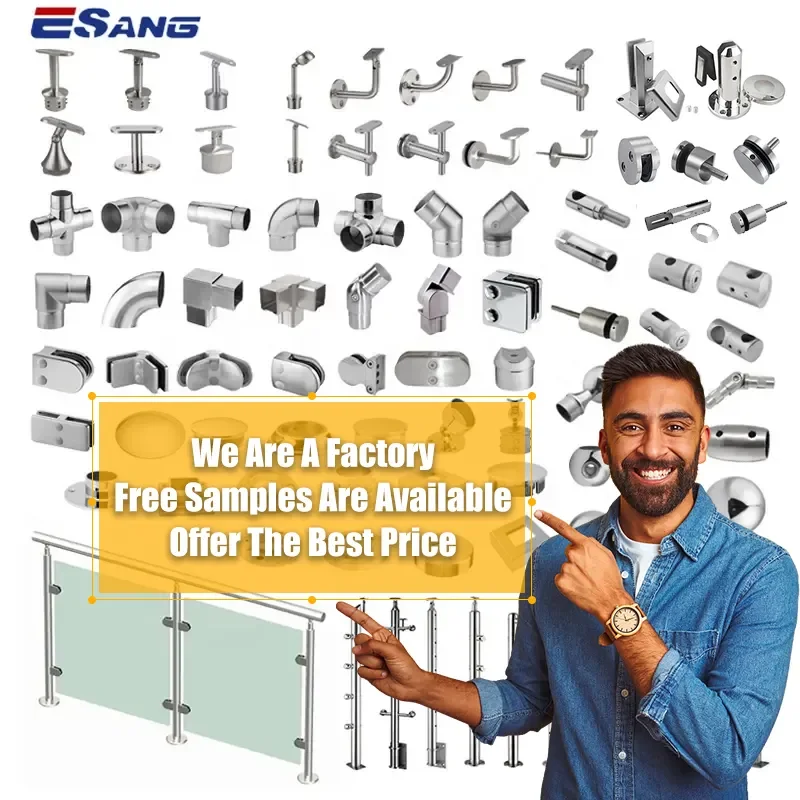 ESANG Stainless Steel 304 Railing Fittings Pipe Holder 13 16 19 MM Round Handrail Cross Bar Holder Rail Holder