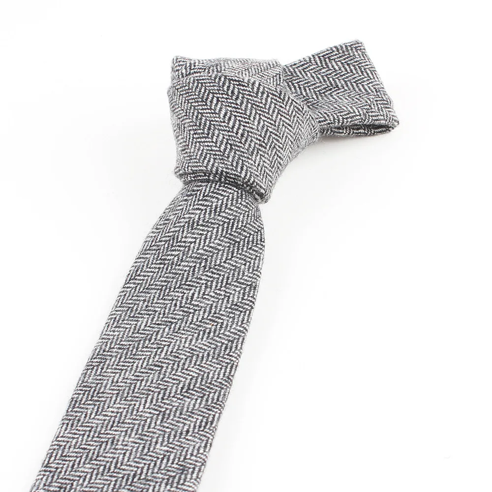 Mens Slim Wool Ties Striped Plain Wool Necktie Interlining Neckties To Match Shirts
