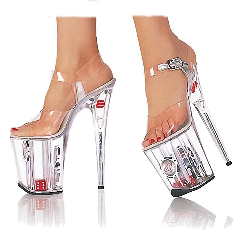 2022 New Fashion thin heel transparent platform Stripper Heels pole dance transparent sandals  15 cm dance high heels Nightclub