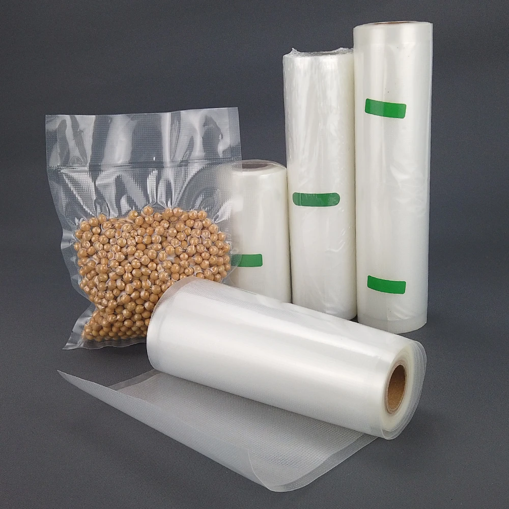 Wholesale Transparent PE Freezer Vacuum Bags Embossed Vacuum Sealer Bag Roll Bulk  Food Nylon Plastic Packaging Shrink Film