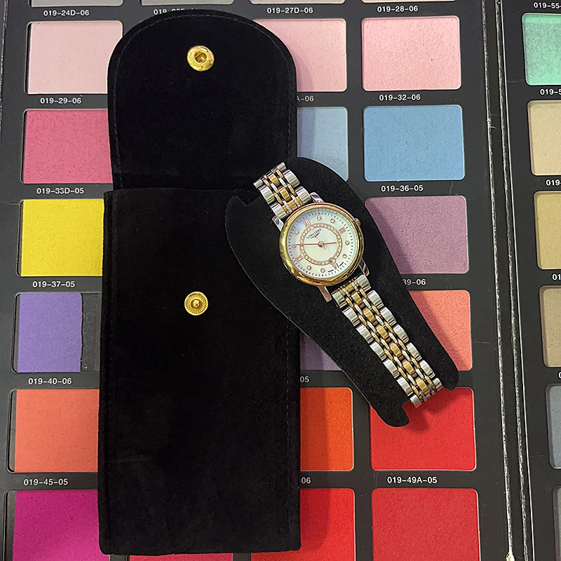 Custom Watch Travel Pouch watch gift needle felt jewelry bag for necklaces Green Premium Velvet Suede Watch Pouch With Insert