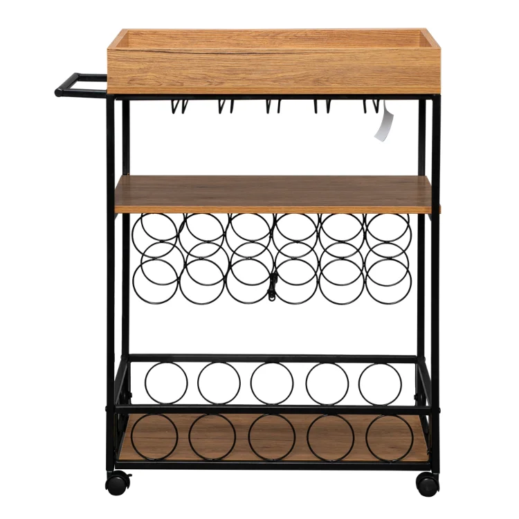 kitchen storage shelf Hot Strong Load-bearing Mobile Utility Rolling Kitchen Wood Metal Storage Serving Trolley Cart