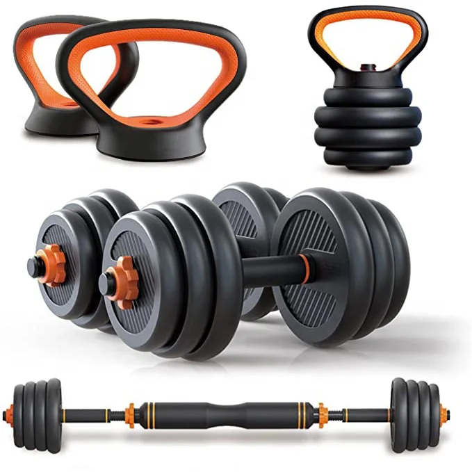 Adjustable Kettlebell And Dumbbell Handle  2-In-1 Push Up Bar And Weight Plates For Home Gym Strength Training And Core Fitness