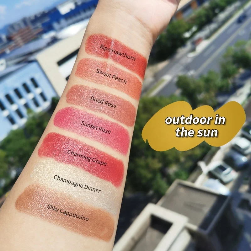 Transparent Cover Round Tip Blush Stick Tube Private Label Pink Flash 3in1 Makeup Highlighter and Multi Use Cream Blush Stick