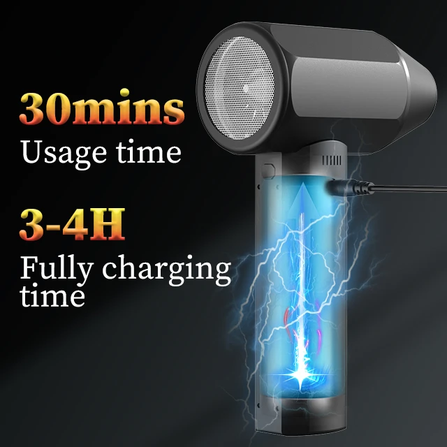 Portable Rechargeable Turbo Jet Air Duster Blower Gun 80000RPM Wireless Handheld Electric Compressor Fan Battery-Powered Blowing