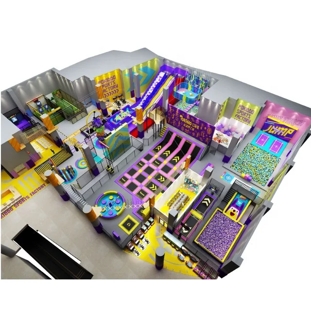 Pokiddo Custom 1500 sqm Complex Family Sports Center Basketball Tag Ninja Rope Course Trampolines Parks Indoor Playground
