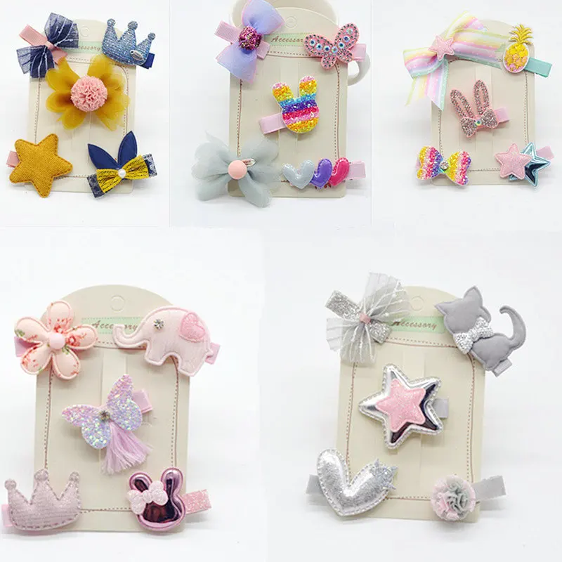 10pcs/lot Baby Girls Hair Accessories Set Gift Hairpins Crown Bowknot Children Hair Clips Q-2228