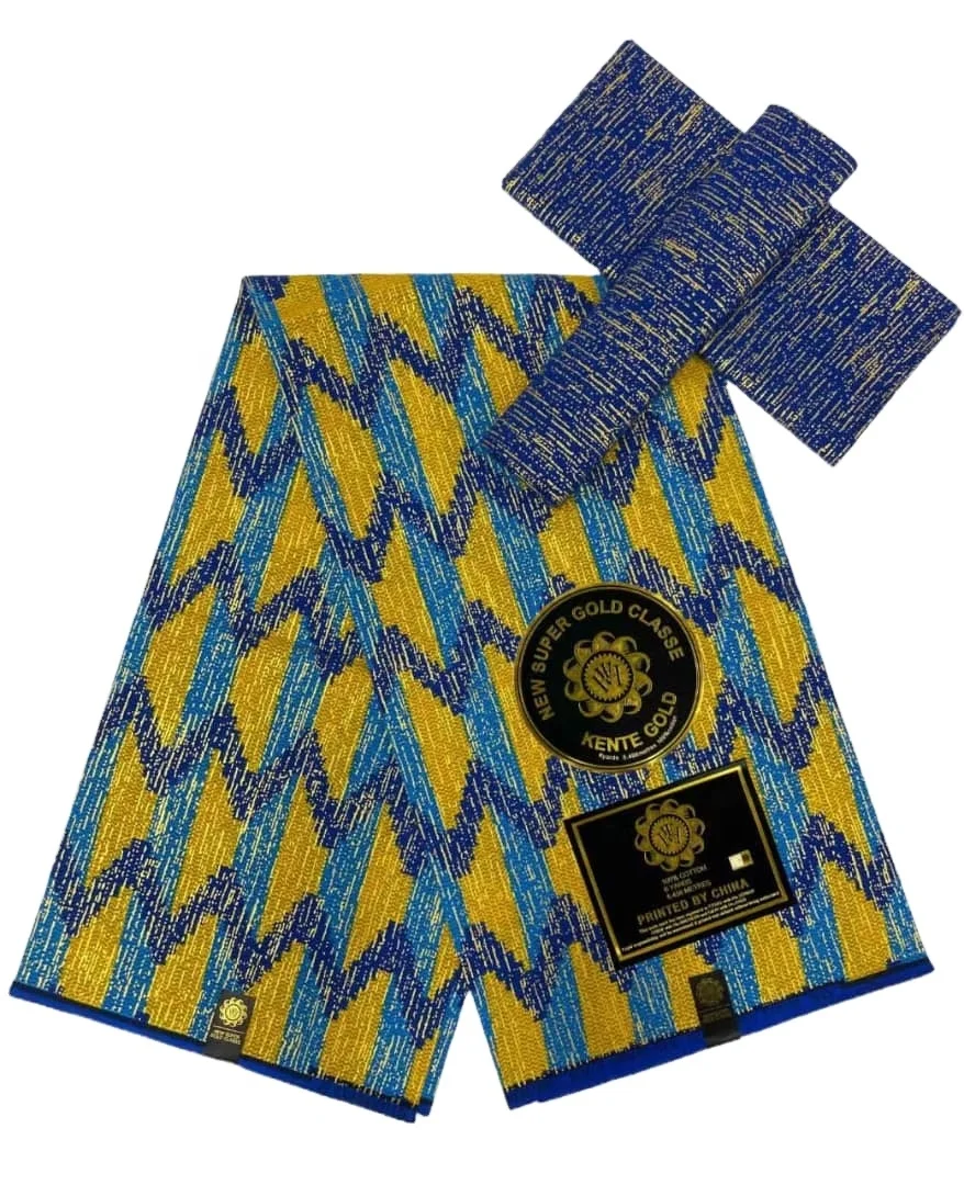 New Guaranteed Veritable kente gold ankara wax fabric textile wax print real wax 100% cotton african Batik print block cloth