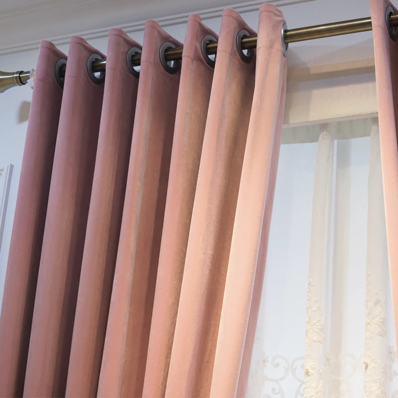 2021 Modern curtain princess style velvet European-style solid color shading high-end finished designs curtain for bedroom